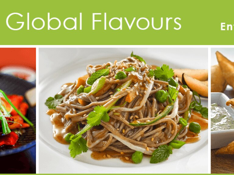 Global Flavours Mix Bonus 1: Chile chicken with cashews &amp; vegetables; soba noodle salad; red curry samosas
