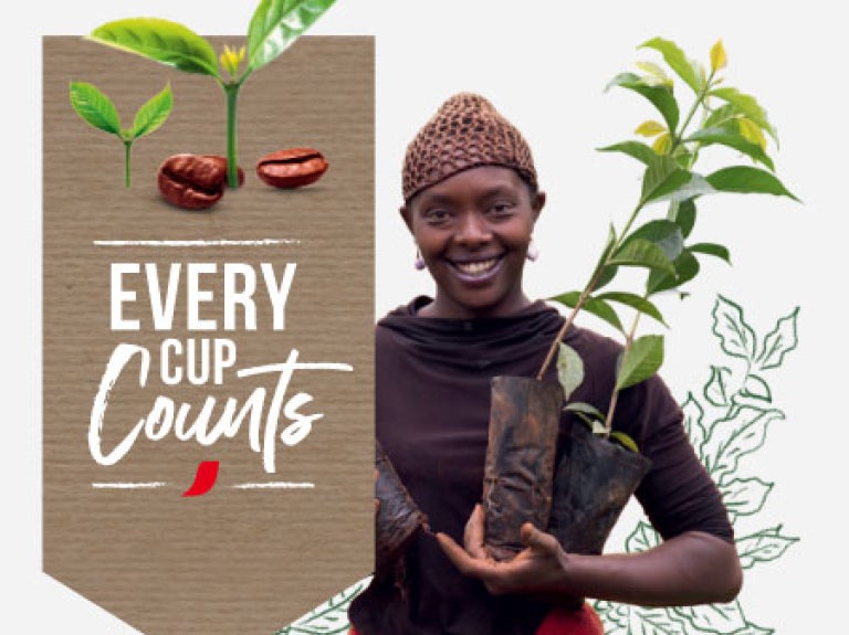 coffee farmer with coffee plants