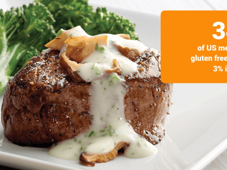 Creamed of mushroom gravy poured over steak