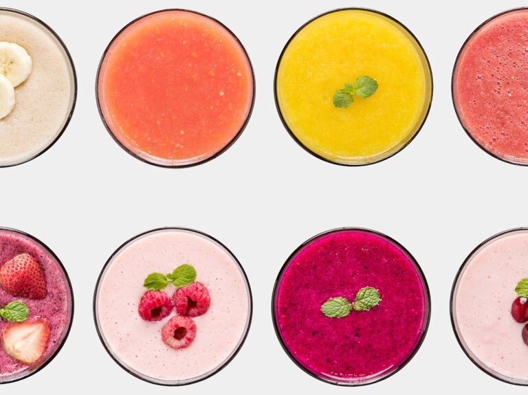 Overhead image of smoothies