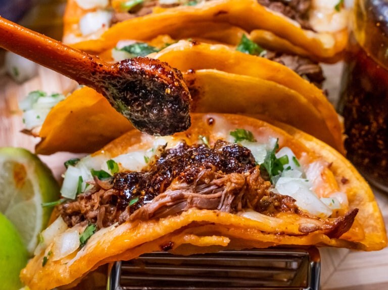 Close up of tacos