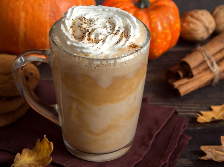 Pumpkin spiced specialty coffee drink