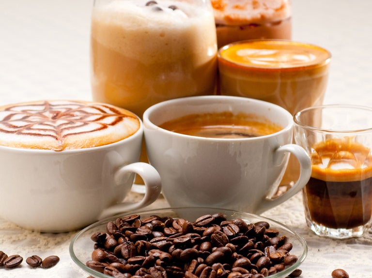 Variety of coffees and coffee beans
