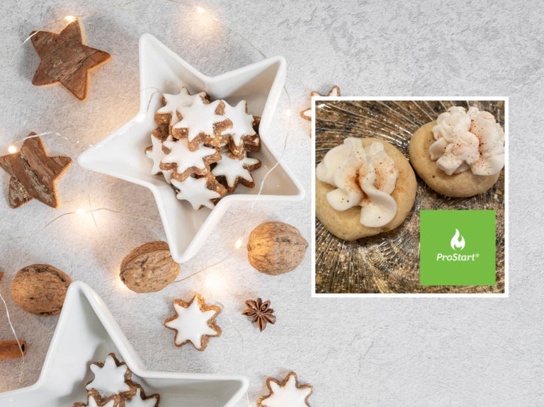 Star Christmas Cookies with a close-up of eggnog cookies
