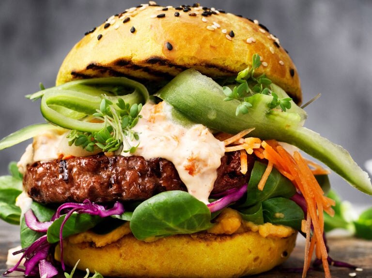 Plant-based burger with toppings