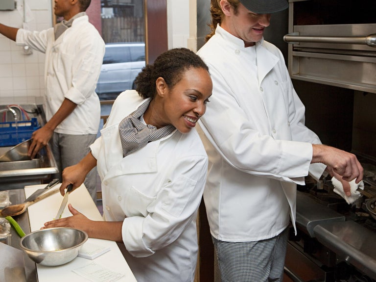 Chefs on the line in the kitchen
