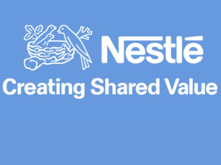 Nestle Logo plus the words, &quot;Creating Shared Value&quot;