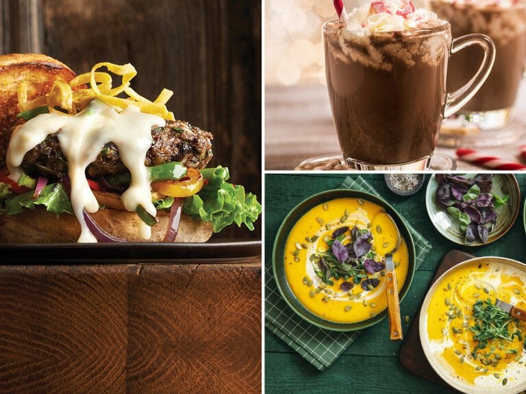 Limited time offers cover image with burger soup and coffee