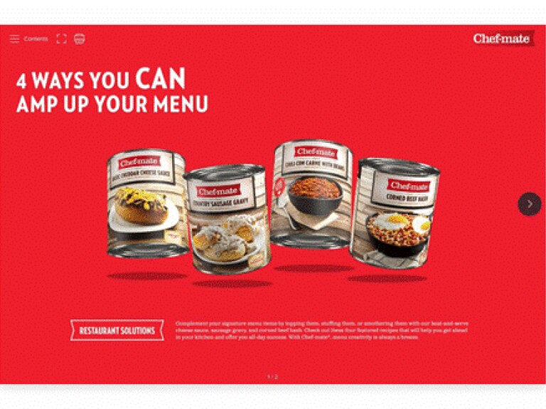 four cans of chef-mate in front of a red background