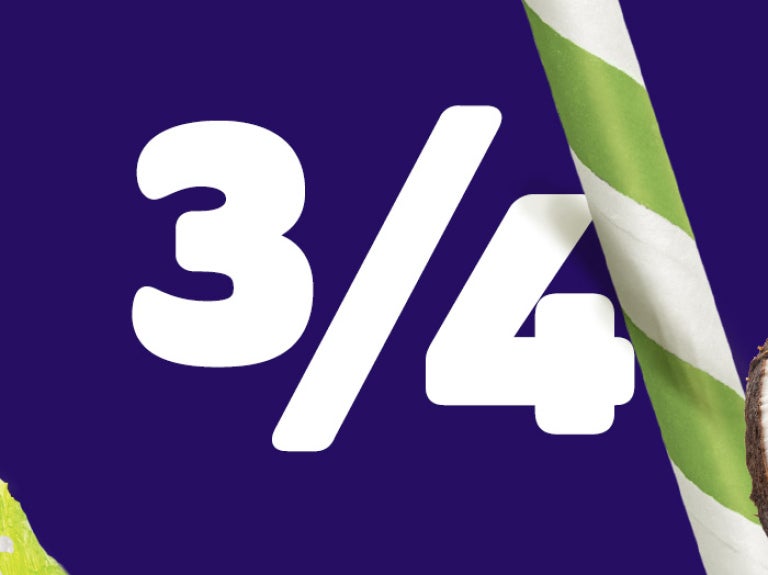 A discounted coconut with a 25% off sticker