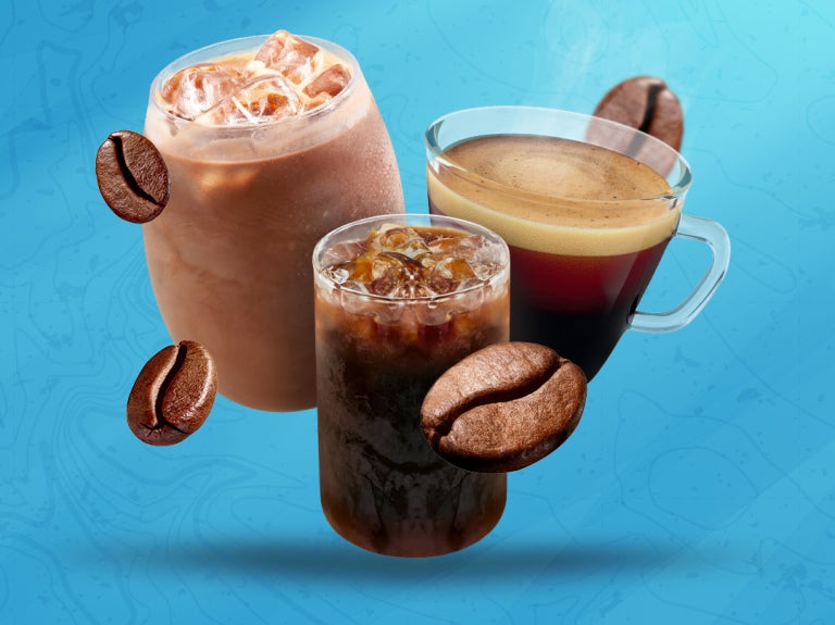 hot and cold iced coffee beverages