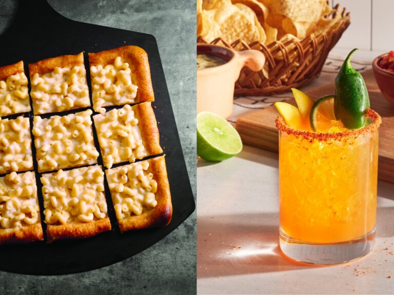 stouffer's mac and cheese pizza and vitality beverage