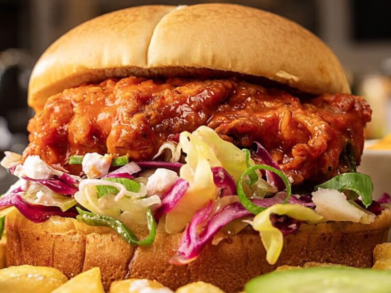 up close of chicken sandwich