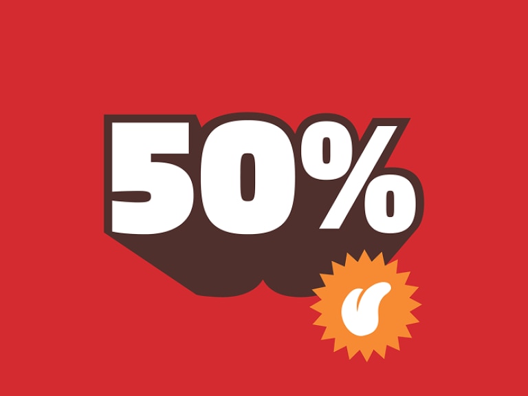 Hot Pockets 50 percent sign
