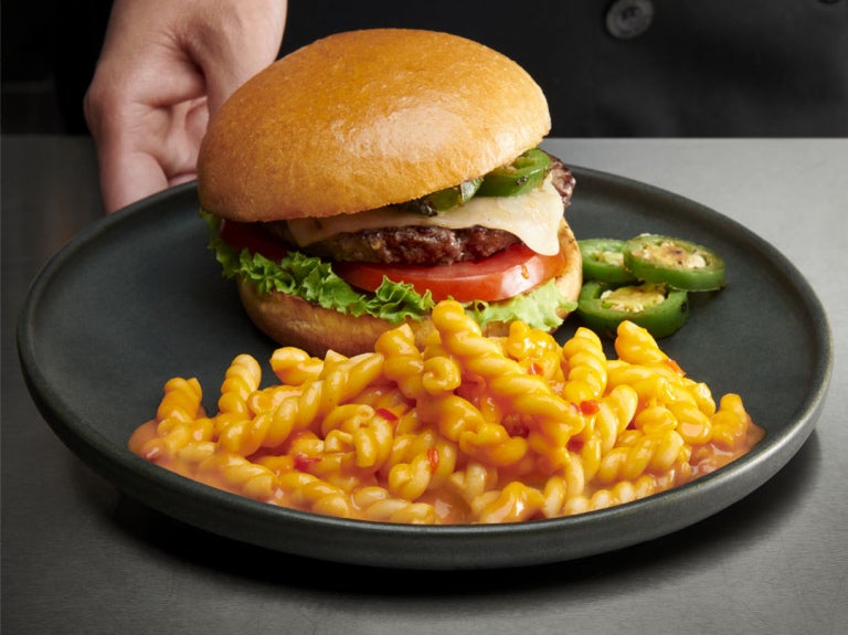 stouffers spicy hot mac and cheese with burger