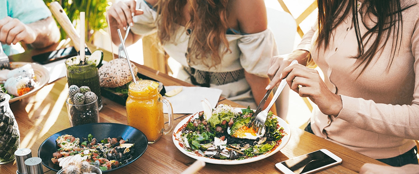 friends eating outside