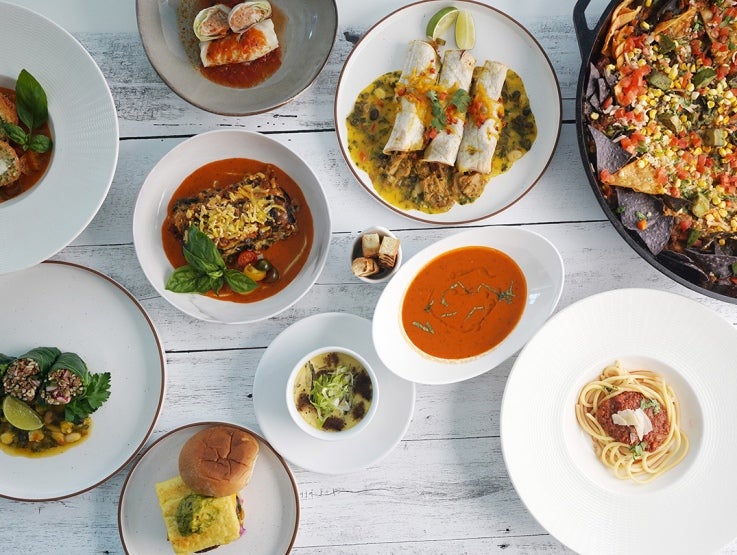 Variety of foods on table