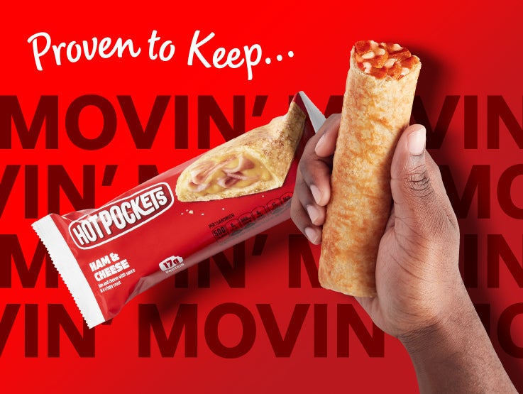 Hot Pockets packaging in hand