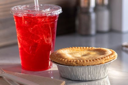 drink and a pot pie