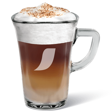 Cup of latte from the bean to cup coffee machine