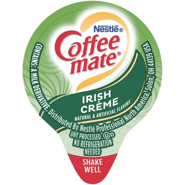 Coffee mate Irish Crème Liquid Creamer Singles 0.375 Fl Oz (Pack of 180) in pack tub