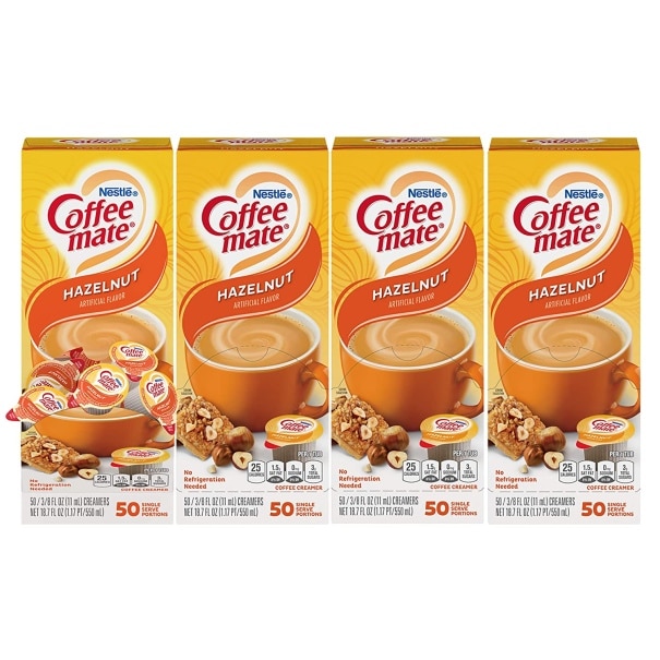 Coffee mate Hazelnut Liquid Creamer Singles, 0.375 Fl Oz (Pack of 200) inner pack