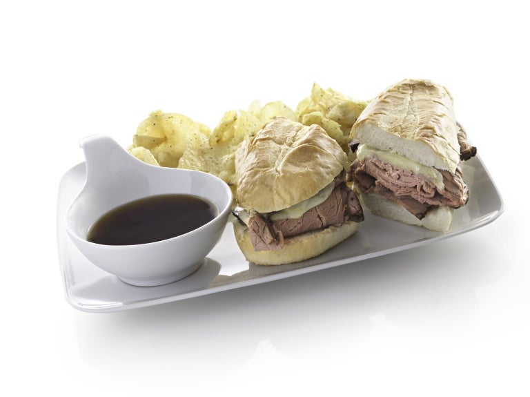Minor’s Au Jus Prep sandwiches with au jus on side