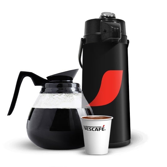 Nestle Professional coffee pot and coffee in cup