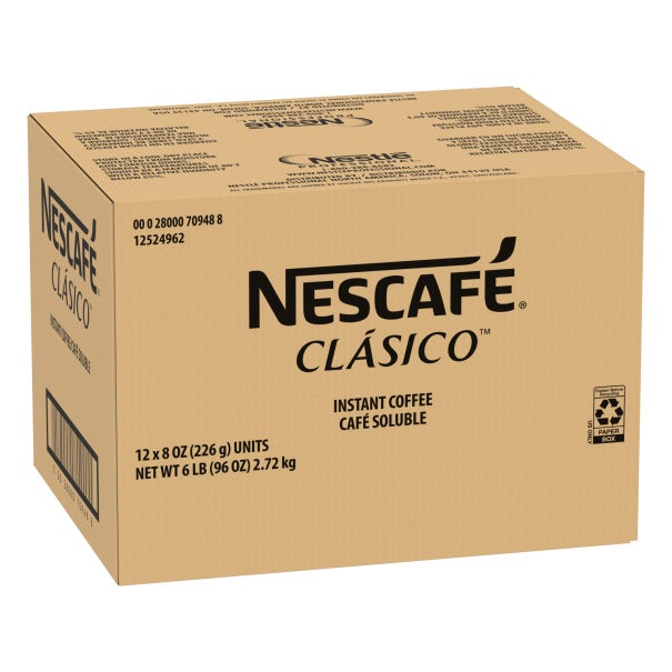 Nescafé Clásico Dark Roast Instant Coffee, 8 Oz Pouch (12 Pouches)