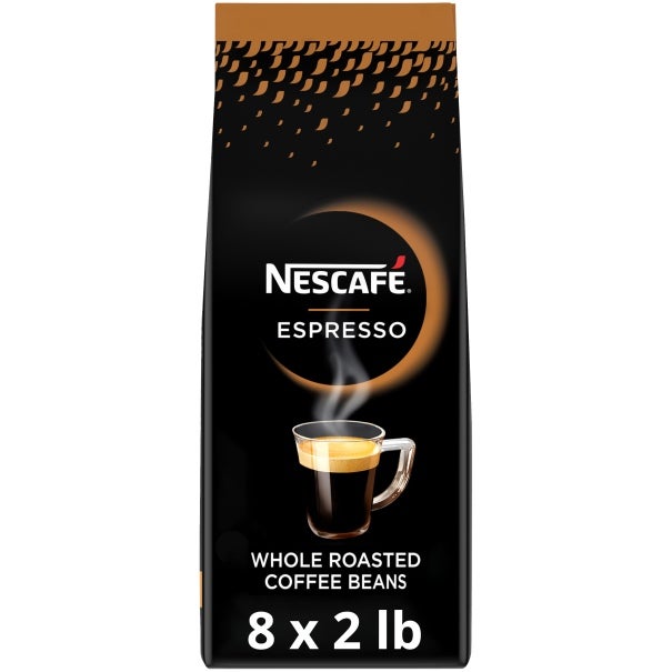 NESCAFÉ Espresso, Whole Roasted Coffee Beans, 2 lb bag, 8 Ct