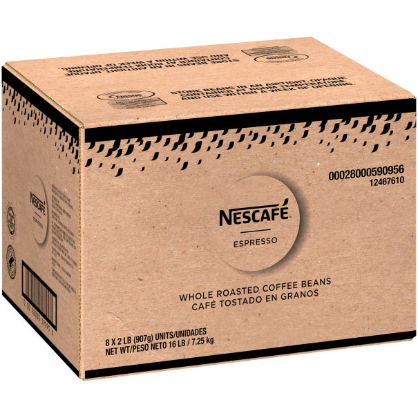 NESCAFÉ Espresso, Whole Roasted Coffee Beans, 2 lb bag, 8 Ct