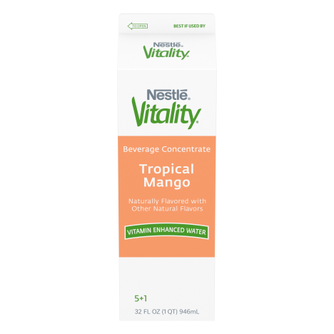 Nestlé Vitality Tropical Mango Flavor Infused Water Ambient Beverage Concentrate in pack