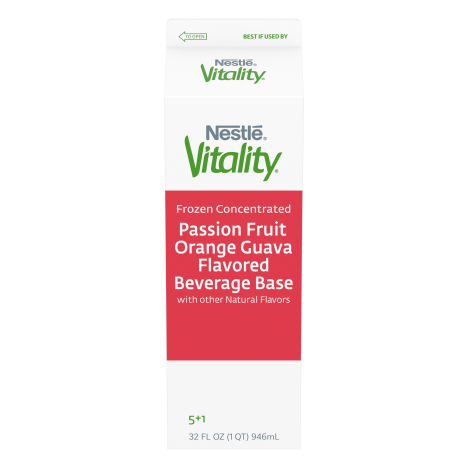 Nestlé Vitality Passion Fruit Orange Guava Flavored Beverage Base 10% Frozen Concentrate in pack
