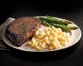 steak and asparagus with white cheddar mac