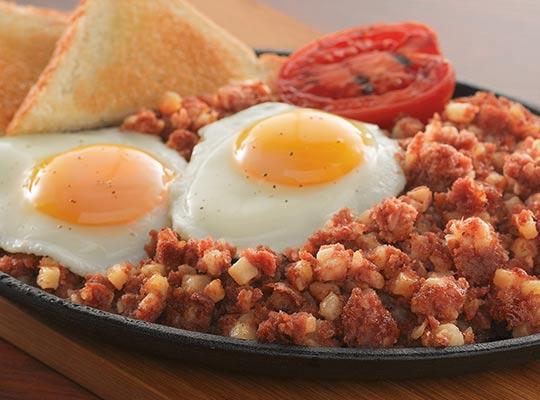 Blue Plate Breakfast with Chef-mate Corned Beef Hash