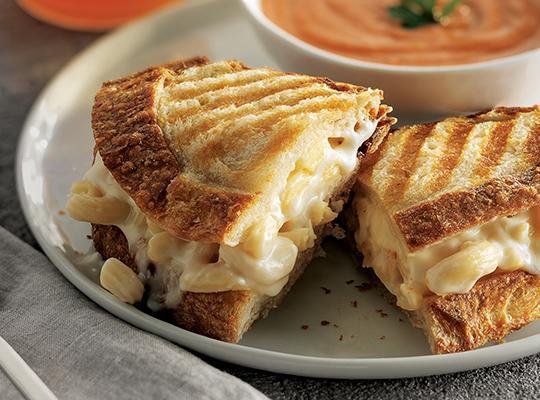 Grilled Mac and Cheese with Tomato Bisque