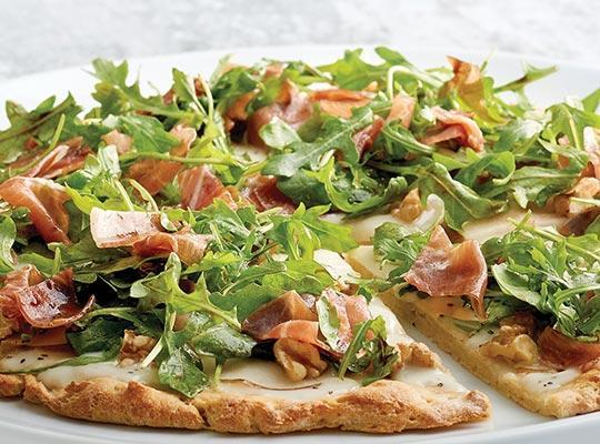 Pear, Prosciutto and Arugula Pizza, Gluten Free*