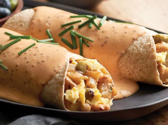 Potatoes O’Brien Smoky Cheese Breakfast Enchiladas