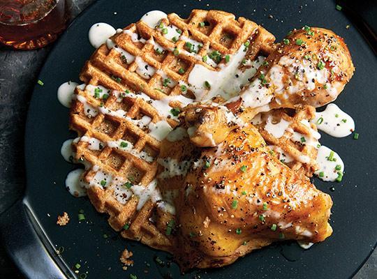 Cheddar, Chive, and Chicken Waffles