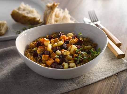 Buddha Bowl with Roasted Root Vegetables and Spelt