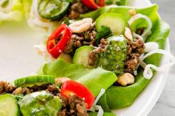 Thai Inspired Cilantro Beef and Basil Wraps