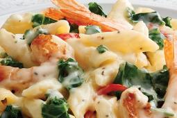 Shrimp and Kale Penne Alfredo, Gluten Free*