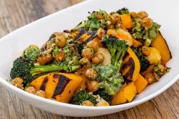 Grilled Butternut Squash with Grilled Broccoli Basil Pesto