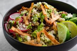 Beer Braised Pork Bowl with Arugula Basil Salsa Verde
