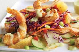Pear Shrimp Salad with Cilantro Lime Yogurt Dressing