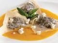 Mushroom Ravioli in Butternut Squash Bisque