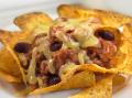 Nachos with Savory Red Chile Sauce
