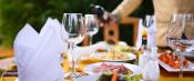 Outdoor banquet with hors d'oeuvres and wine service