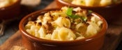 Side dishes of baked macaroni and cheese