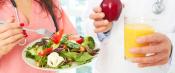 Healthcare workers with healthy food choices